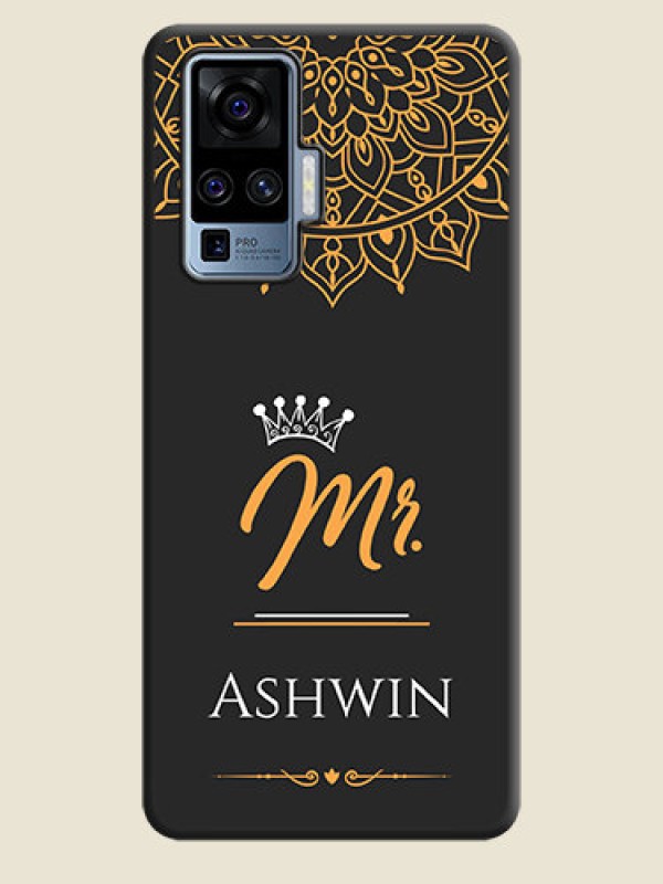 Custom Mr Name with Floral Design  on Personalised Space Black Soft Matte Cases - Vivo X50 Pro 5G