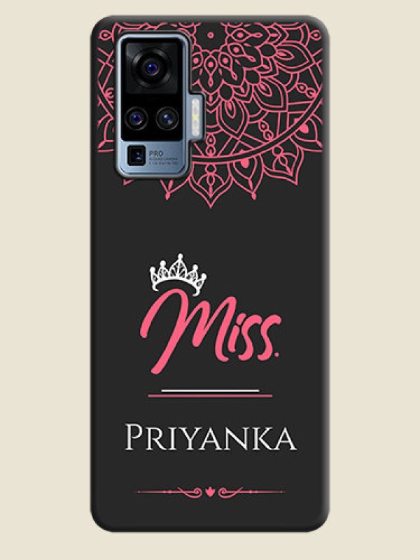 Custom Mrs Name with Floral Design on Space Black Personalized Soft Matte Phone Covers - Vivo X50 Pro 5G