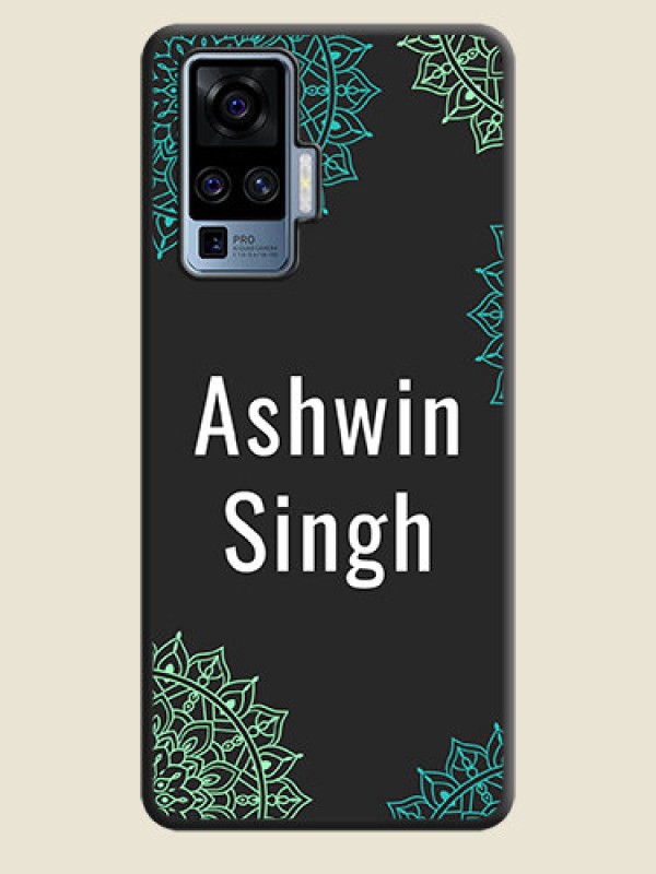 Custom Your Name with Floral Design on Space Black Custom Soft Matte Back Cover - Vivo X50 Pro 5G