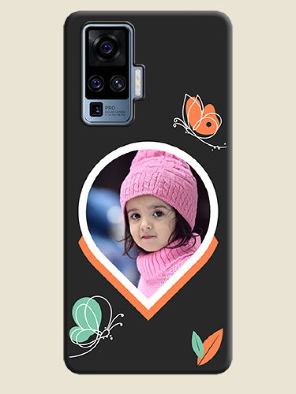 Custom Upload Pic With Simple Butterly Design On Space Black Personalized Soft Matte Phone Covers -Vivo X50 Pro 5G