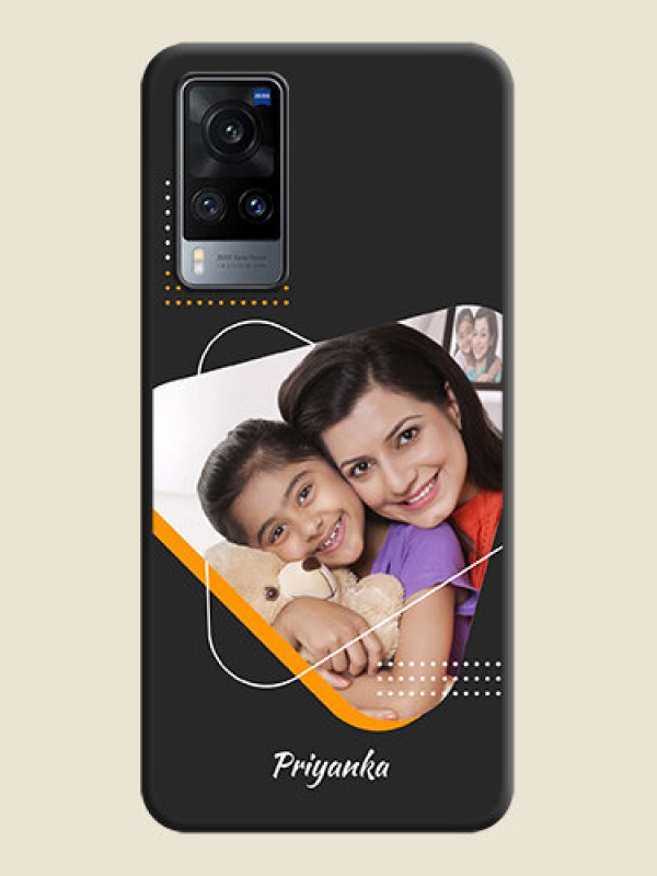 Custom Yellow Triangle on Photo on Space Black Soft Matte Phone Cover - Vivo X60