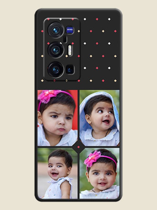 Custom Multicolor Dotted Pattern with 4 Image Holder on Space Black Custom Soft Matte Phone Cases - Vivo X70 Pro Plus 5G