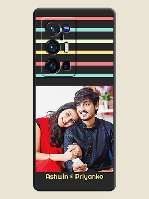 Custom Color Stripes with Photo and Text on Photo on Space Black Soft Matte Mobile Case - Vivo X70 Pro Plus 5G