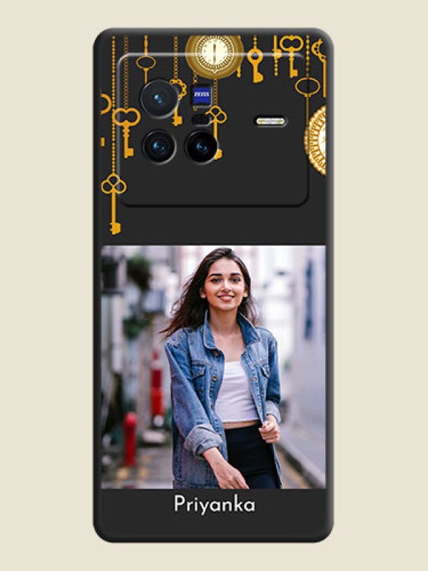 Custom Decorative Design with Text on Space Black Custom Soft Matte Back Cover - Vivo X80 5G