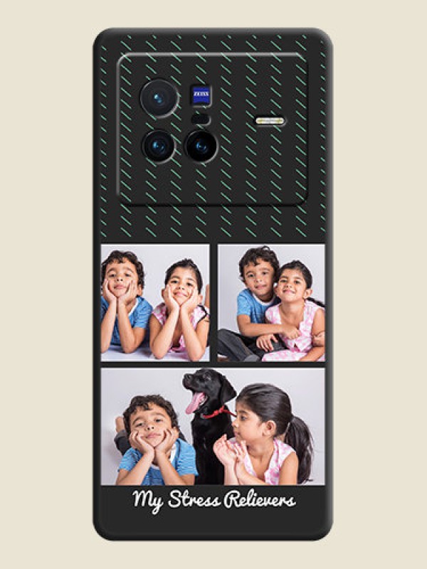 Custom Cross Dotted Pattern with 2 Image Holder  on Personalised Space Black Soft Matte Cases - Vivo X80 5G