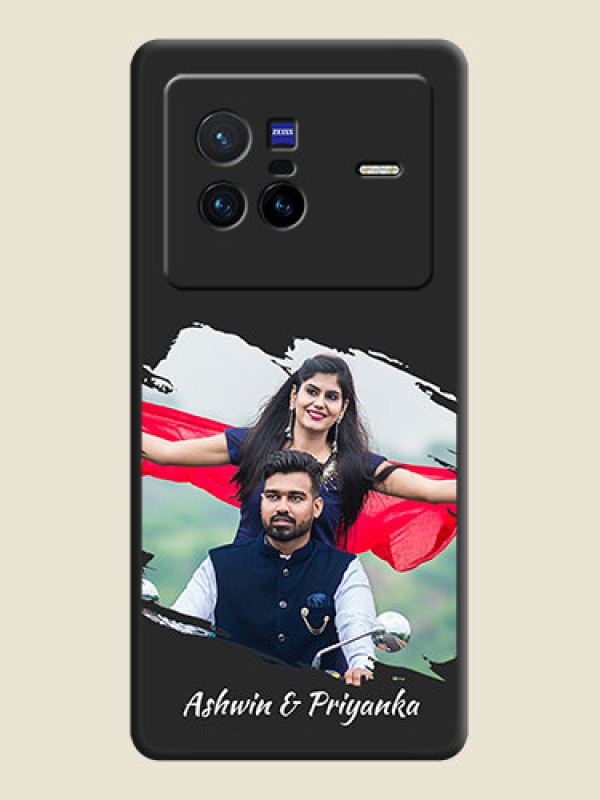 Custom Grunge Brush Strokes on Photo on Space Black Soft Matte Back Cover - Vivo X80 5G