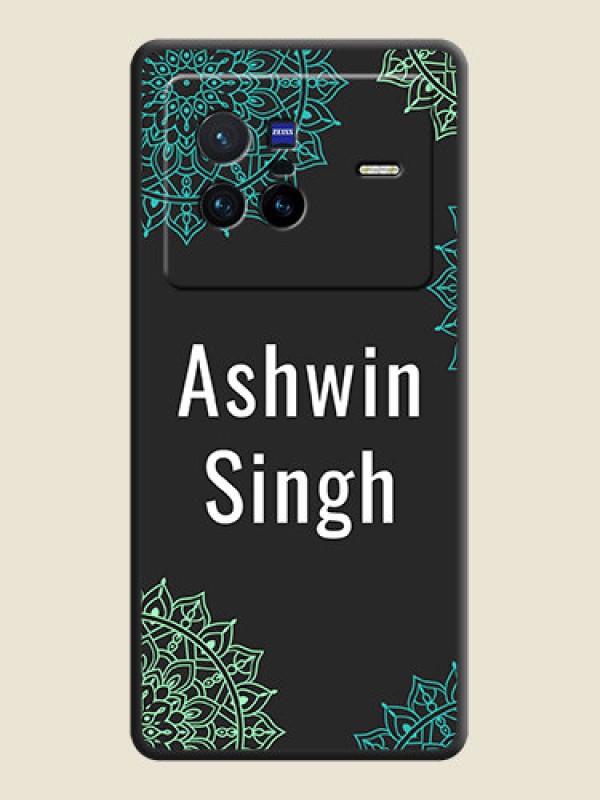 Custom Your Name with Floral Design on Space Black Custom Soft Matte Back Cover - Vivo X80 5G