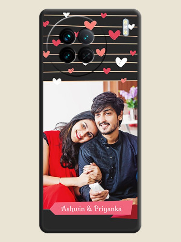 Custom Love Pattern with Name on Pink Ribbon  on Photo on Space Black Soft Matte Back Cover - Vivo X90 5G