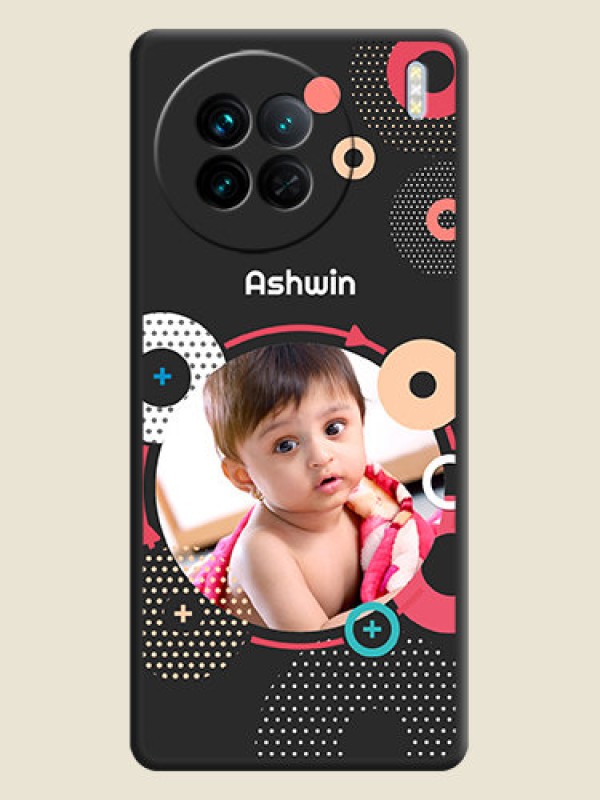 Custom Multicoloured Round Image on Personalised Space Black Soft Matte Cases - Vivo X90 5G