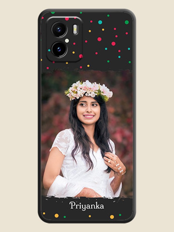 Custom Multicolor Dotted Pattern with Text on Space Black Custom Soft Matte Phone Back Cover - Vivo Y01