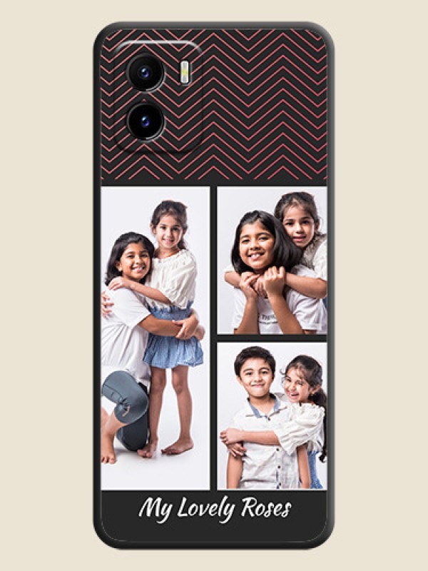 Custom Wave Pattern with 3 Image Holder on Space Black Custom Soft Matte Back Cover - Vivo Y01