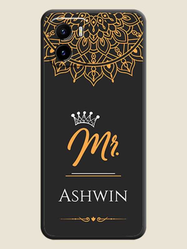 Custom Mr Name with Floral Design  on Personalised Space Black Soft Matte Cases - Vivo Y01