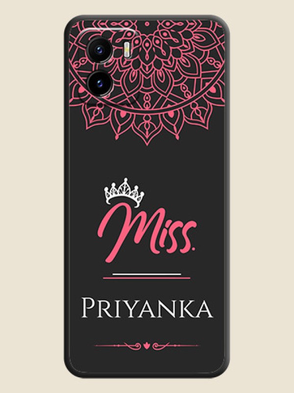 Custom Mrs Name with Floral Design on Space Black Personalized Soft Matte Phone Covers - Vivo Y01