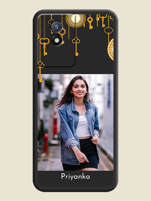 Custom Decorative Design with Text on Space Black Custom Soft Matte Back Cover - Vivo Y02