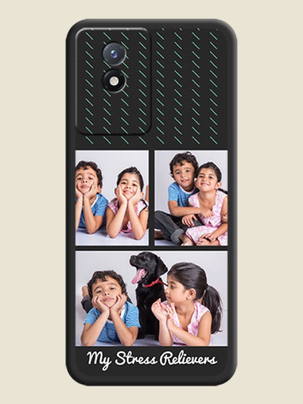 Custom Cross Dotted Pattern with 2 Image Holder  on Personalised Space Black Soft Matte Cases - Vivo Y02