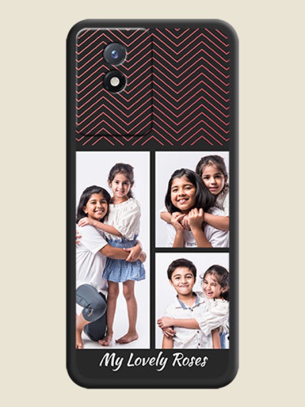 Custom Wave Pattern with 3 Image Holder on Space Black Custom Soft Matte Back Cover - Vivo Y02