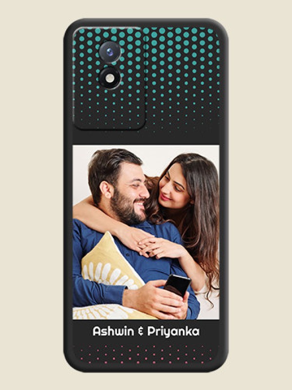 Custom Faded Dots with Grunge Photo Frame and Text on Space Black Custom Soft Matte Phone Cases - Vivo Y02