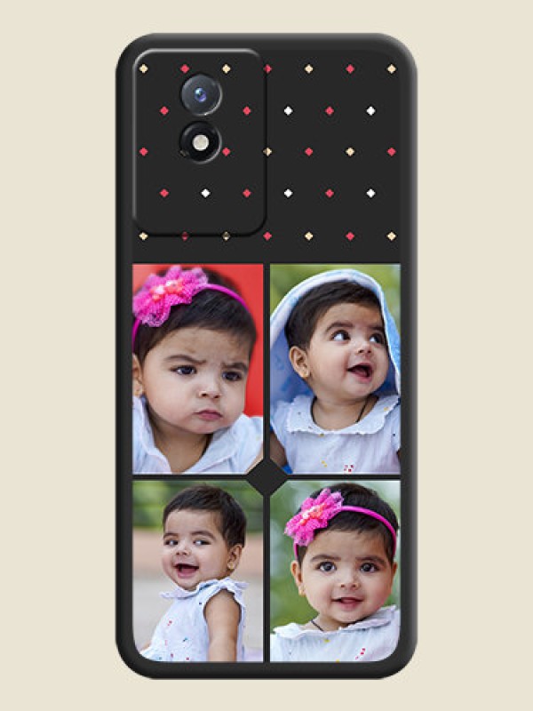 Custom Multicolor Dotted Pattern with 4 Image Holder on Space Black Custom Soft Matte Phone Cases - Vivo Y02t