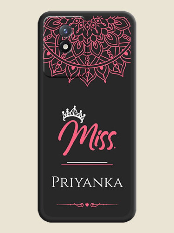 Custom Mrs Name with Floral Design on Space Black Personalized Soft Matte Phone Covers - Vivo Y02t
