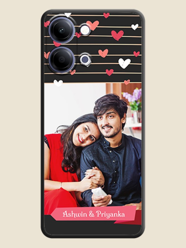 Custom Love Pattern with Name on Pink Ribbon on Photo On Space Black Custom Soft Matte Mobile Back Cover - Vivo Y05 4G