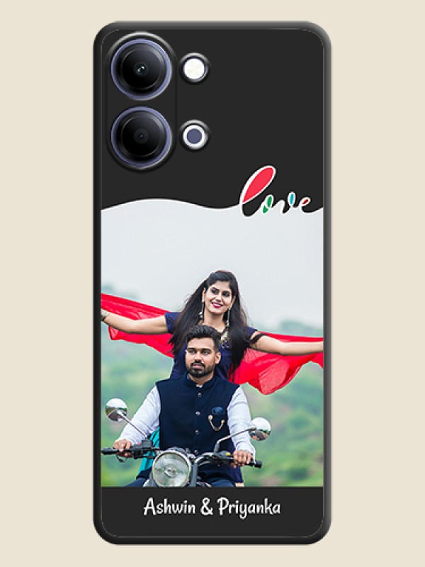 Custom Fall in Love Pattern with Picture on Photo On Space Black Custom Soft Matte Mobile Back Cover - Vivo Y05 4G