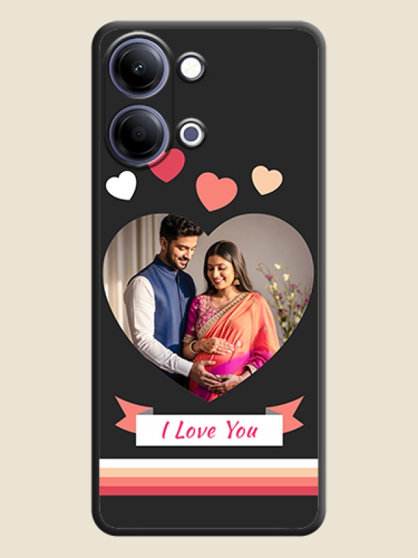Custom Love Shaped Photo with Colorful Stripes On Space Black Custom Soft Matte Mobile Back Cover - Vivo Y05 4G