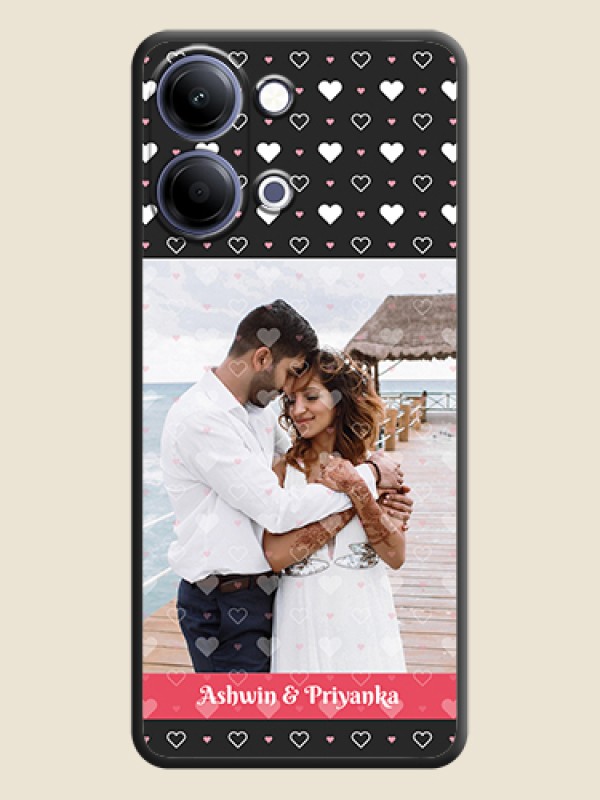 Custom White Color Love Symbols with Text Design on Photo On Space Black Custom Soft Matte Mobile Back Cover - Vivo Y05 4G