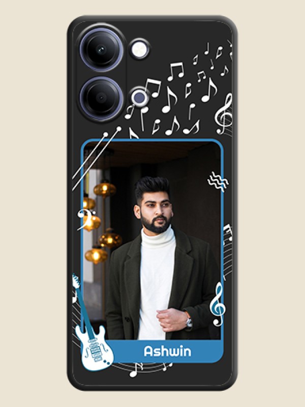 Custom Musical Theme Design with Text on Photo On Space Black Custom Soft Matte Mobile Back Cover - Vivo Y05 4G