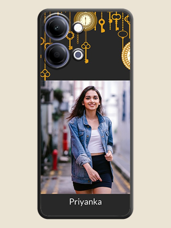 Custom Decorative Design with Text On Space Black Custom Soft Matte Mobile Back Cover - Vivo Y05 4G