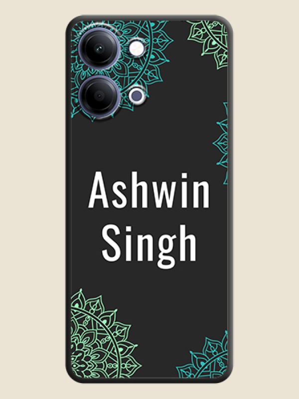 Custom Your Name with Floral Design On Space Black Custom Soft Matte Mobile Back Cover - Vivo Y05 4G