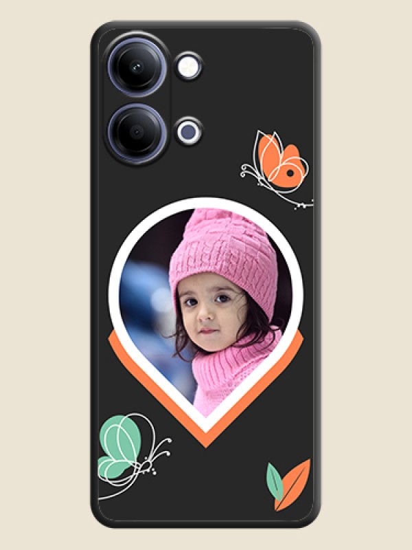 Custom Upload Pic With Simple Butterly Design On Space Black Custom Soft Matte Mobile Back Cover - Vivo Y05 4G