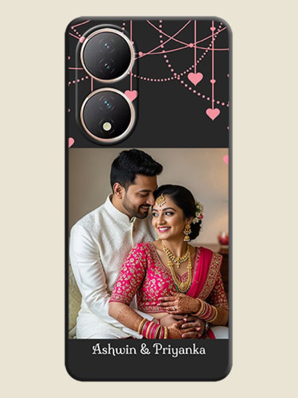Custom Pink Love Hangings with Text on Space Black Custom Soft Matte Back Cover - Vivo Y100
