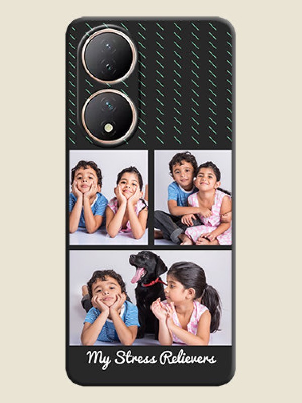 Custom Cross Dotted Pattern with 2 Image Holder  on Personalised Space Black Soft Matte Cases - Vivo Y100