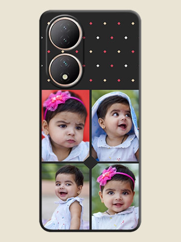 Custom Multicolor Dotted Pattern with 4 Image Holder on Space Black Custom Soft Matte Phone Cases - Vivo Y100