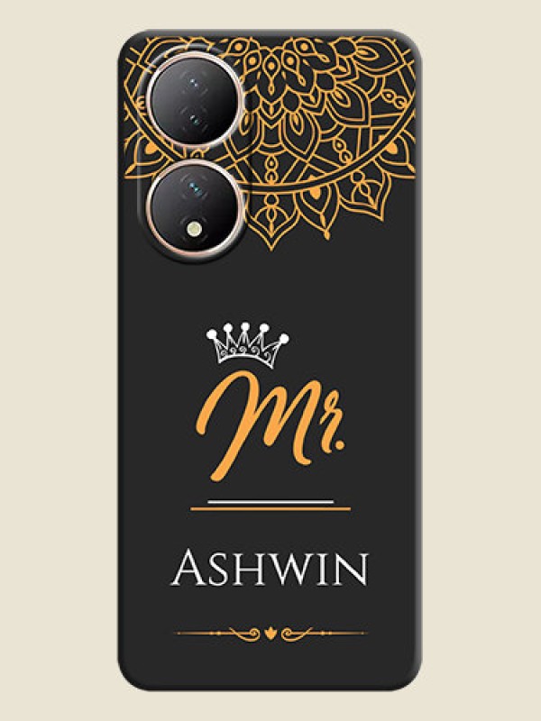Custom Mr Name with Floral Design  on Personalised Space Black Soft Matte Cases - Vivo Y100