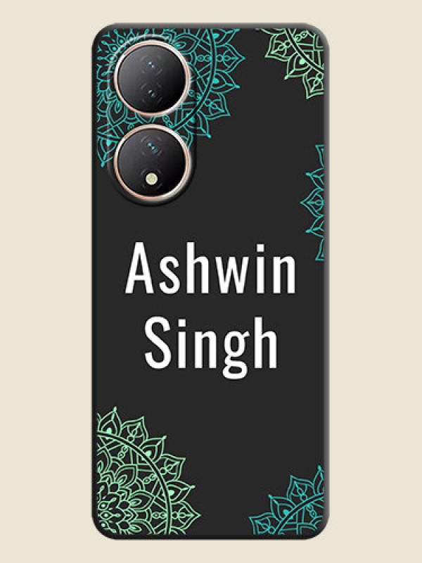 Custom Your Name with Floral Design on Space Black Custom Soft Matte Back Cover - Vivo Y100
