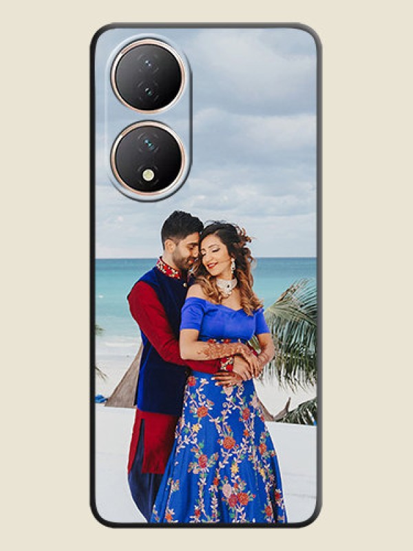 Custom Full Single Pic Upload On Space Black Personalized Soft Matte Phone Covers -Vivo Y100