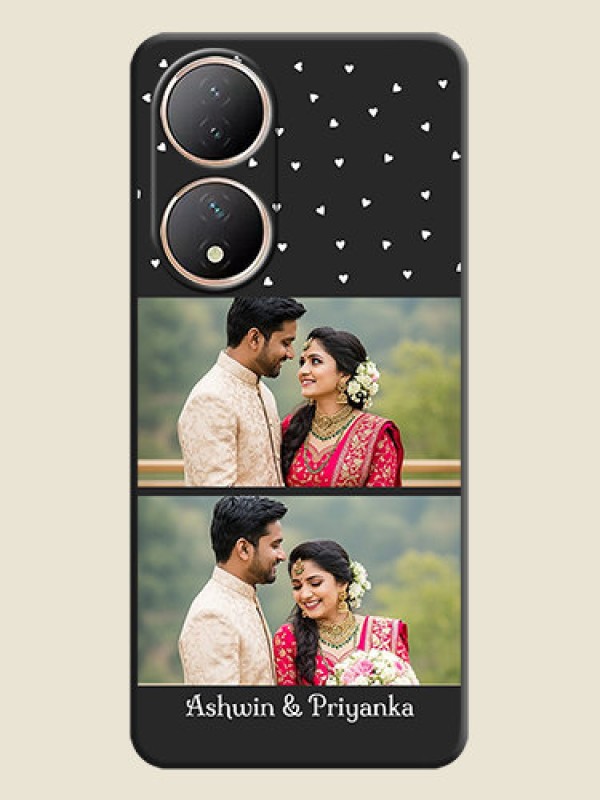 Custom Miniature Love Symbols with Name on Space Black Custom Soft Matte Back Cover - Vivo Y100A