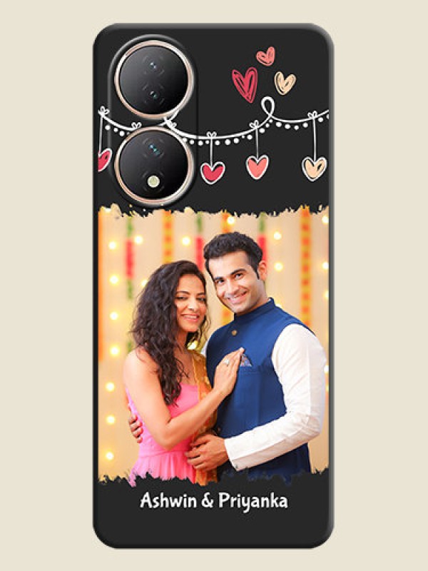 Custom Pink Love Hangings with Name on Space Black Custom Soft Matte Phone Cases - Vivo Y100A