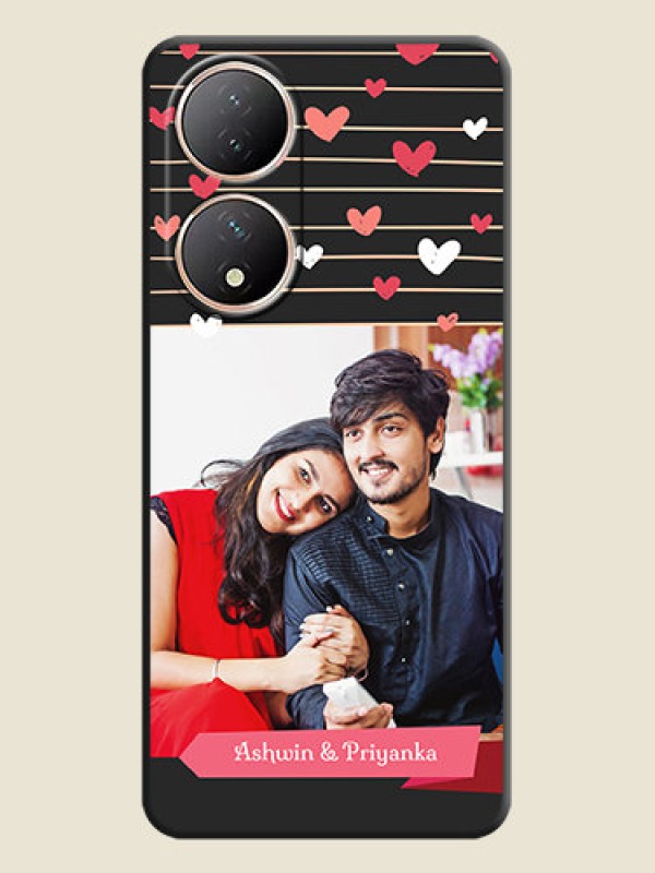 Custom Love Pattern with Name on Pink Ribbon  on Photo on Space Black Soft Matte Back Cover - Vivo Y100A