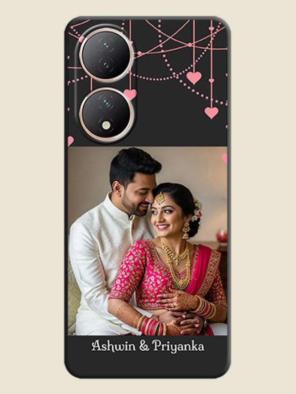 Custom Pink Love Hangings with Text on Space Black Custom Soft Matte Back Cover - Vivo Y100A