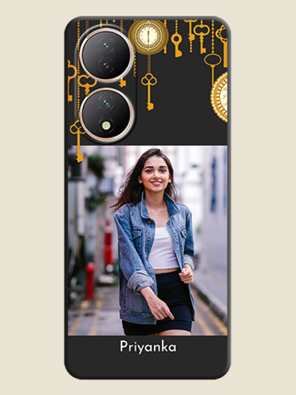 Custom Decorative Design with Text on Space Black Custom Soft Matte Back Cover - Vivo Y100A