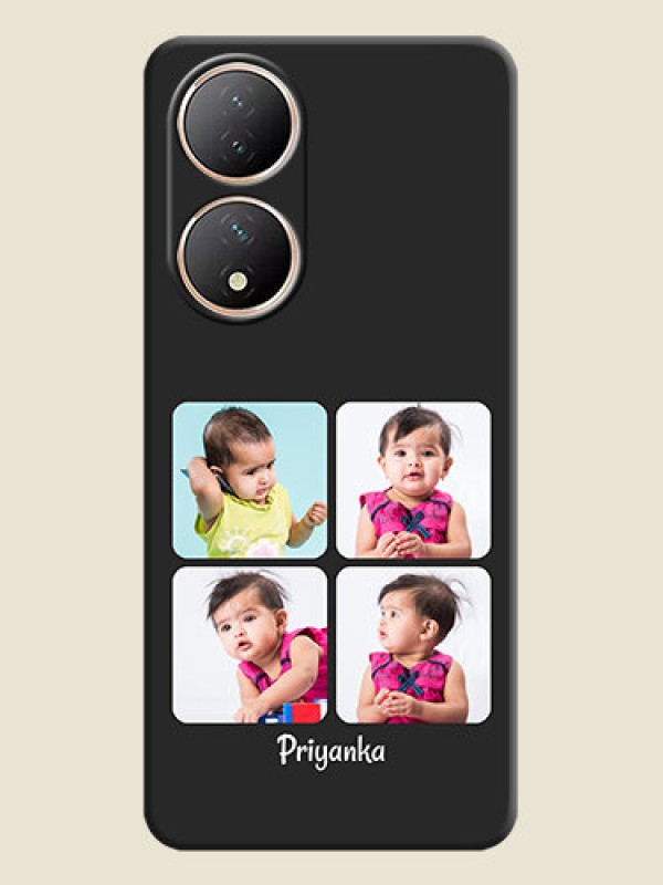 Custom Floral Art with 6 Image Holder on Photo on Space Black Soft Matte Mobile Case - Vivo Y100A