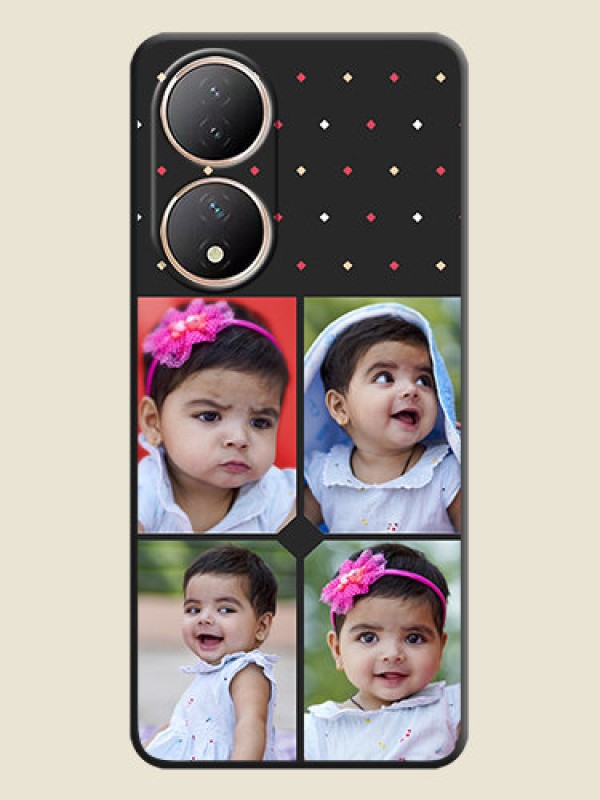 Custom Multicolor Dotted Pattern with 4 Image Holder on Space Black Custom Soft Matte Phone Cases - Vivo Y100A