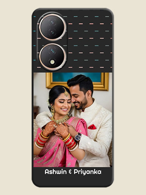 Custom Line Pattern Design with Text on Space Black Custom Soft Matte Phone Back Cover - Vivo Y100A