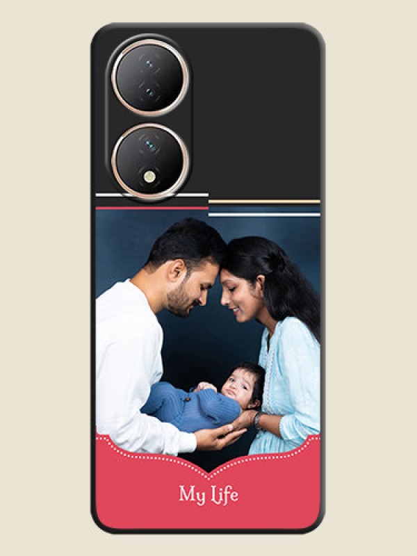 Custom Classic Plain Design with Name on Photo on Space Black Soft Matte Phone Cover - Vivo Y100A