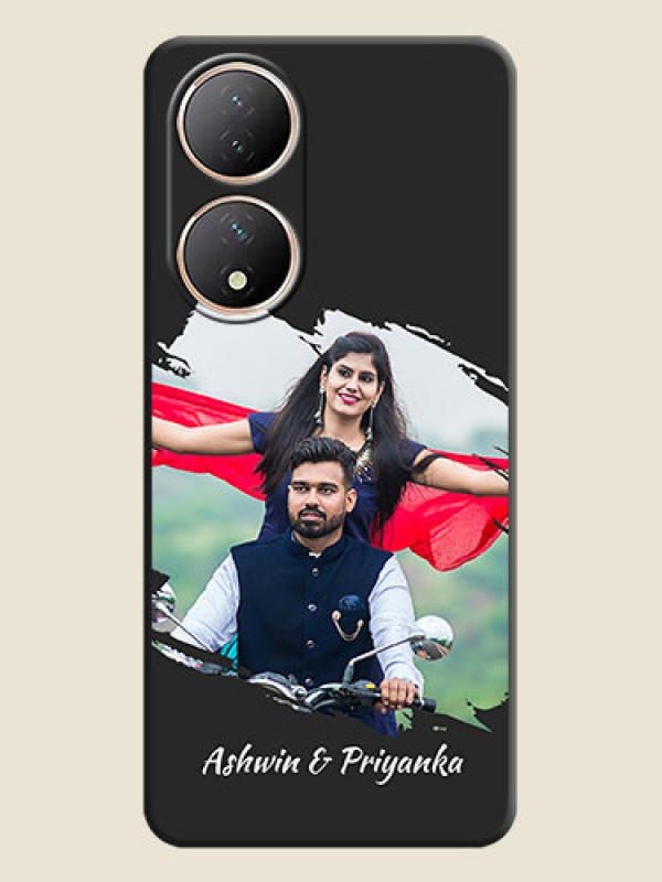 Custom Grunge Brush Strokes on Photo on Space Black Soft Matte Back Cover - Vivo Y100A