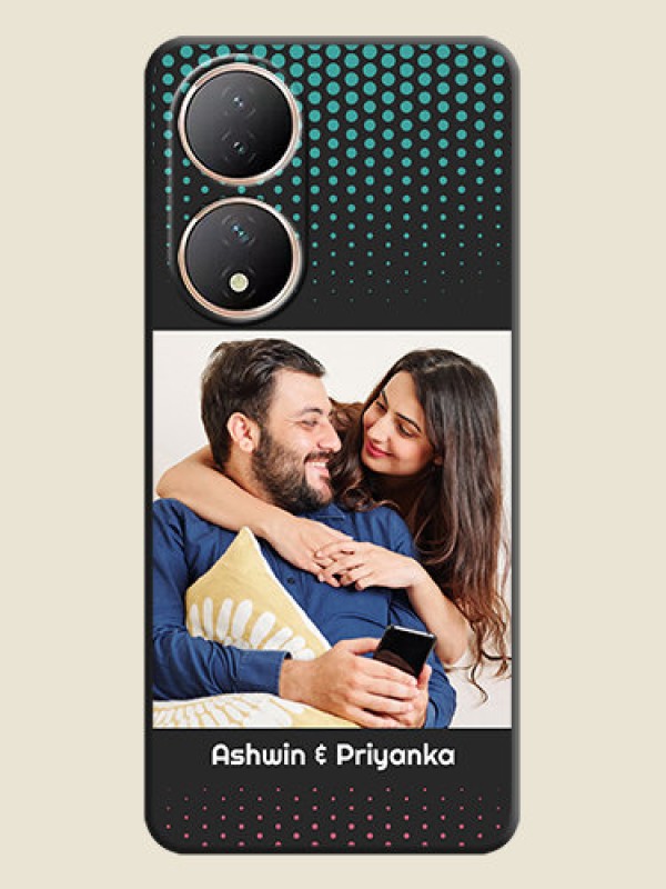 Custom Faded Dots with Grunge Photo Frame and Text on Space Black Custom Soft Matte Phone Cases - Vivo Y100A