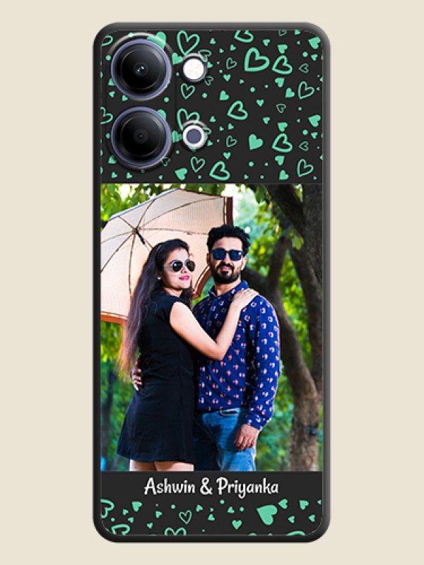 Custom Sea Green Indefinite Love Pattern on Photo On Space Black Custom Soft Matte Mobile Back Cover - Vivo Y11 5G