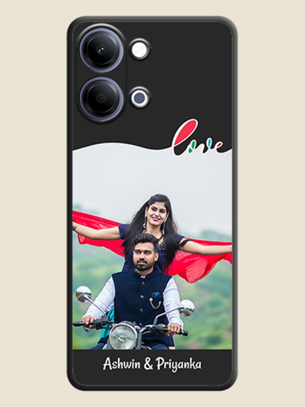 Custom Fall in Love Pattern with Picture on Photo On Space Black Custom Soft Matte Mobile Back Cover - Vivo Y11 5G